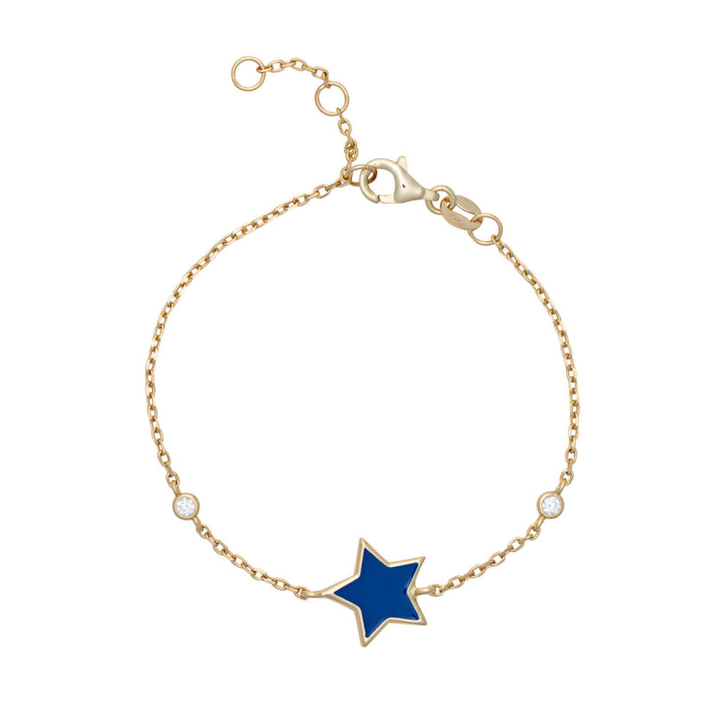 Topaz and Ruby Blue Star Bracelet Gold