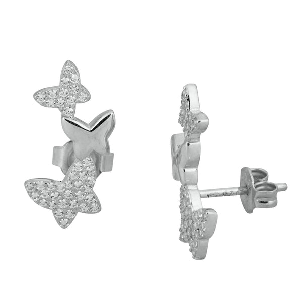 Topaz and Ruby Butterfly Crawler Stud Silver