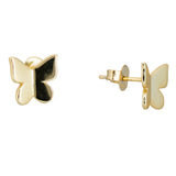 Topaz and Ruby Butterfly Studs Gold