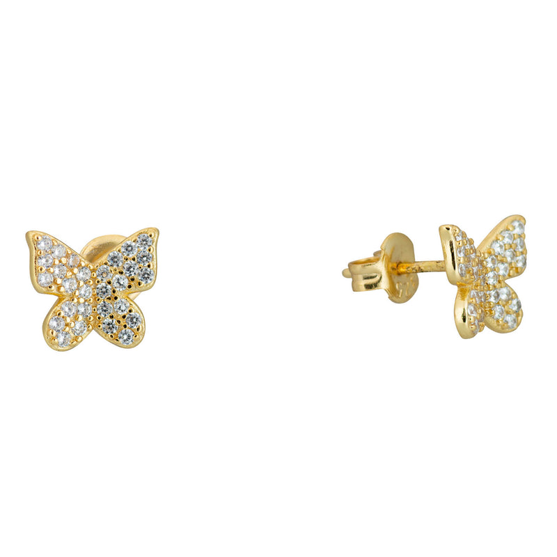Topaz and Ruby CZ Butterfly Stud Gold