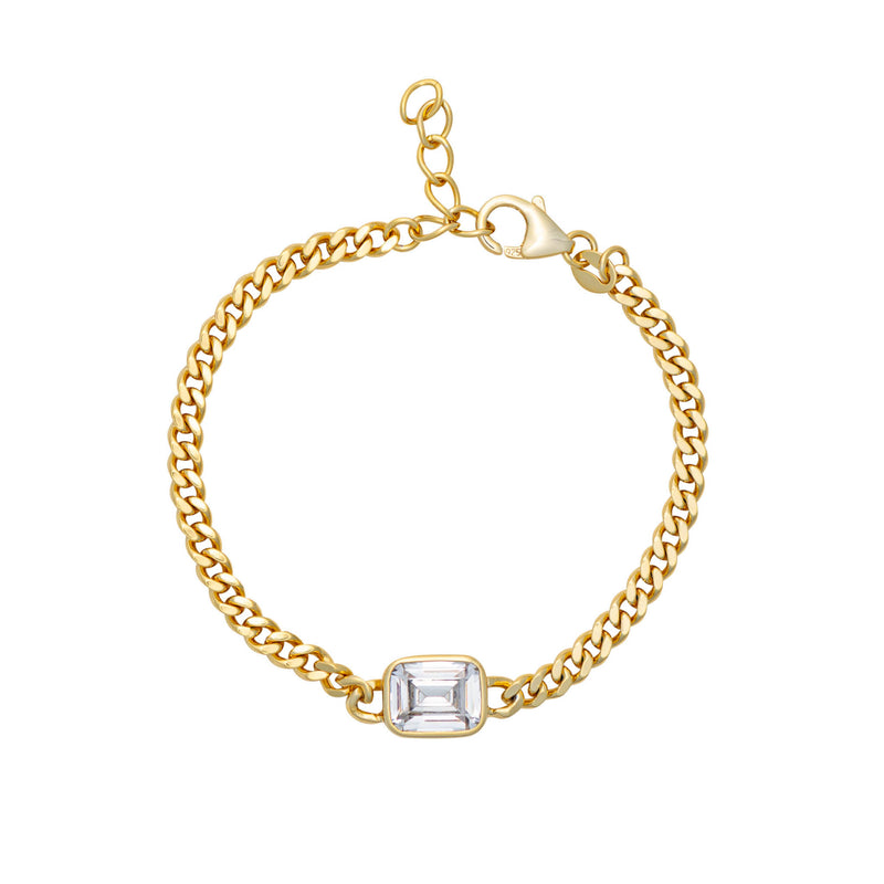 Topaz and Ruby CZ Chain Bracelet Gold