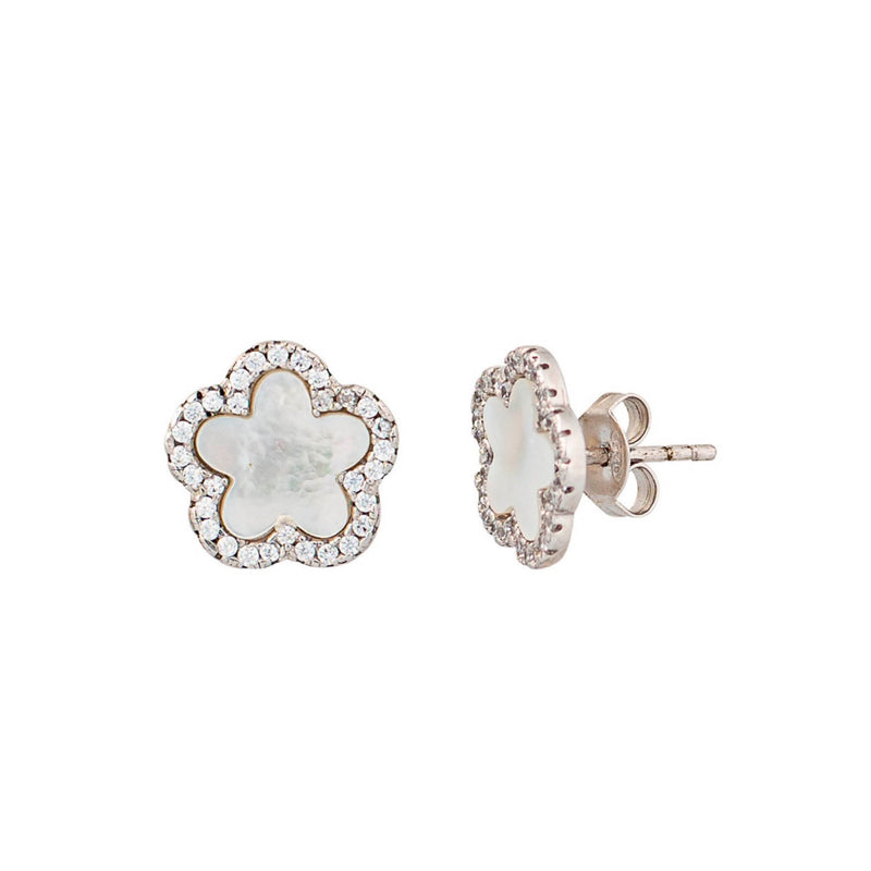 Topaz and Ruby Clover Studs Silver