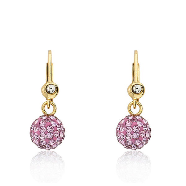 Topaz and Ruby Crystal Ball Leverback Pink