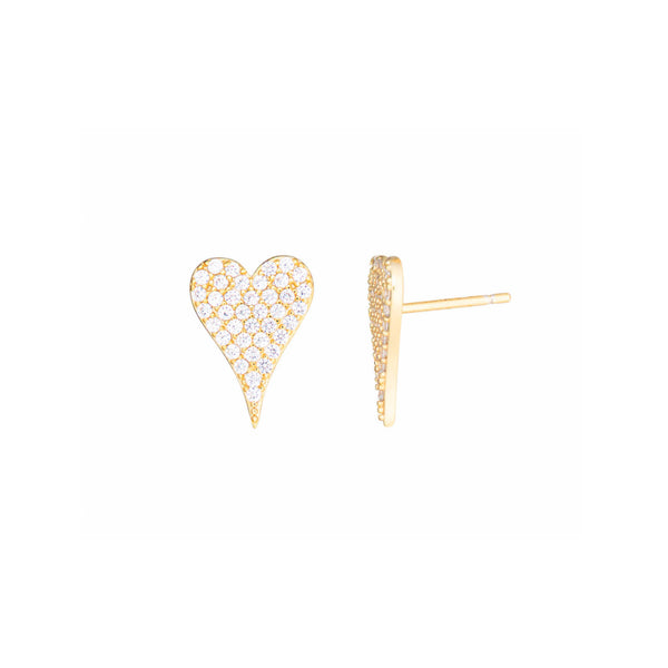 Topaz and Ruby Dainty Heart Stud Gold