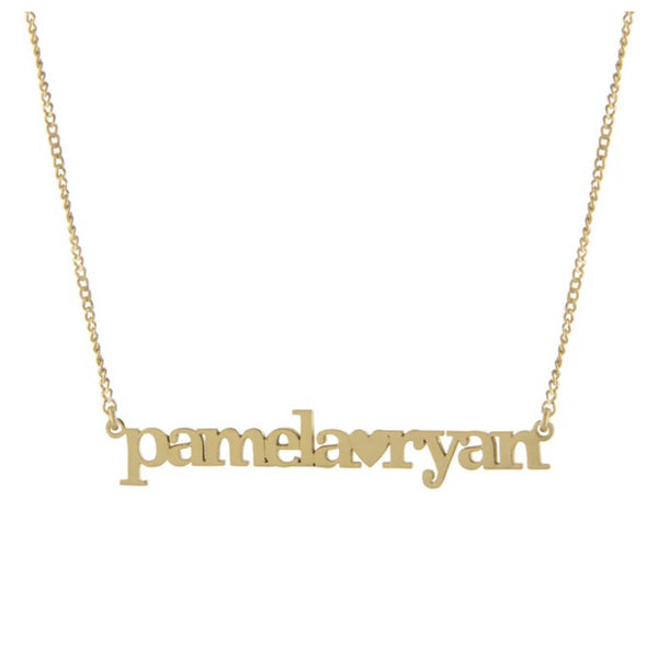 Topaz and Ruby Double Name Necklace Gold