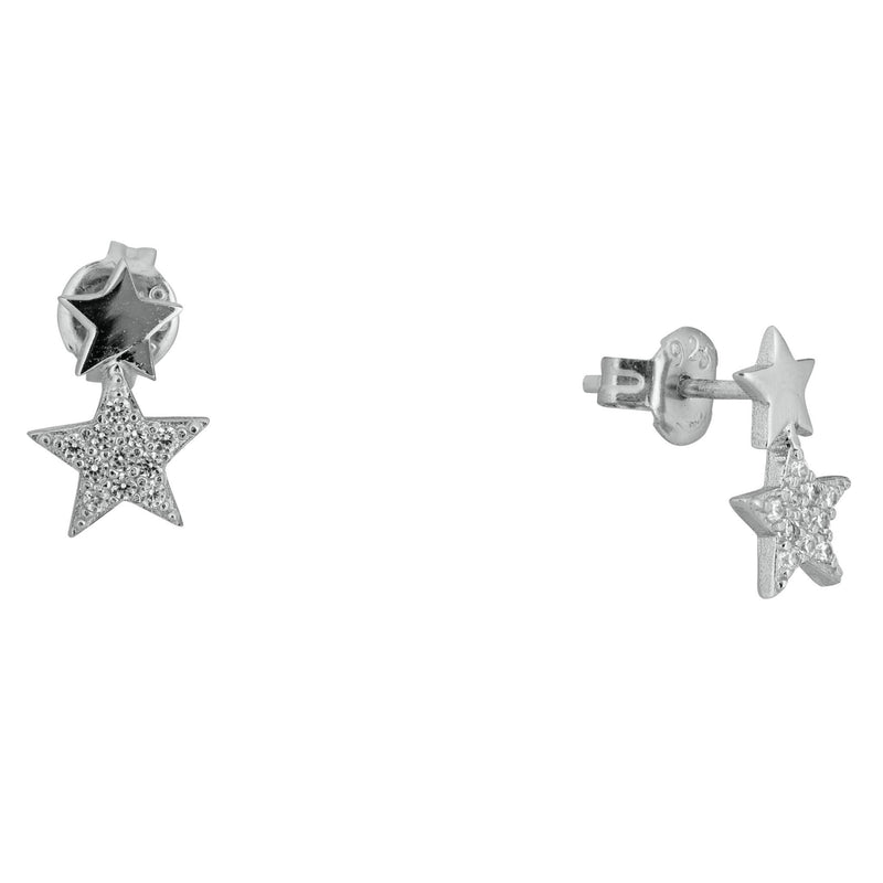 Topaz and Ruby Double Star Stud Silver