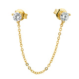 Topaz and Ruby Double Stud Chain Gold Front
