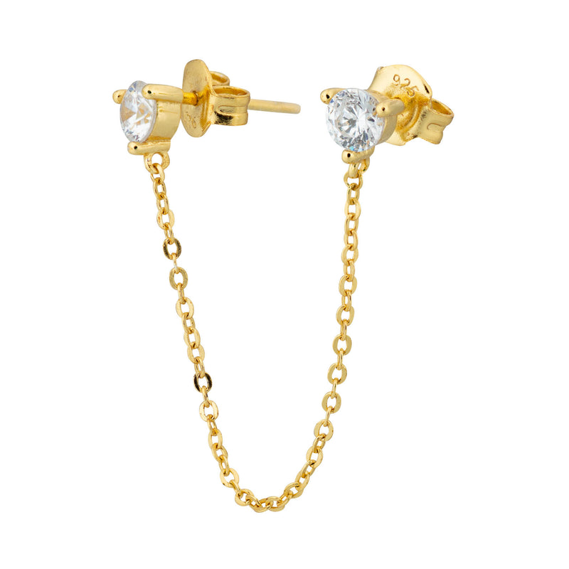 Topaz and Ruby Double Stud Chain Gold
