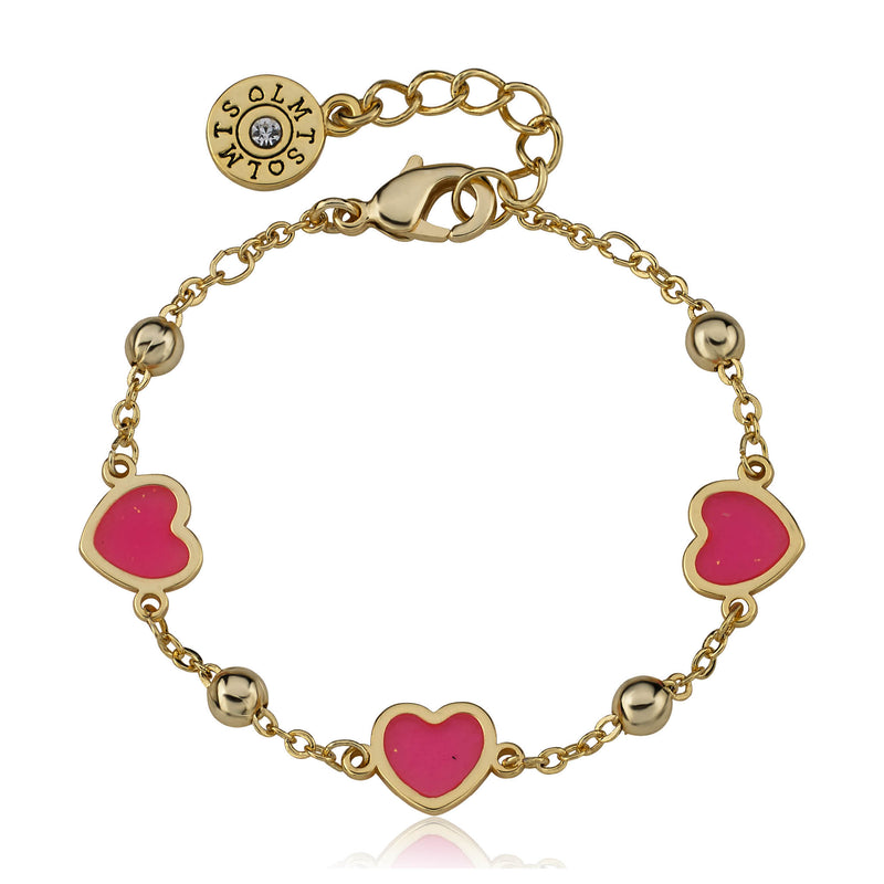 Topaz and Ruby Heart Bracelet Pink