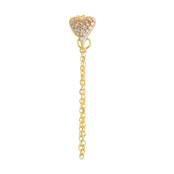 Topaz and Ruby Heart Chain Stud Gold Front