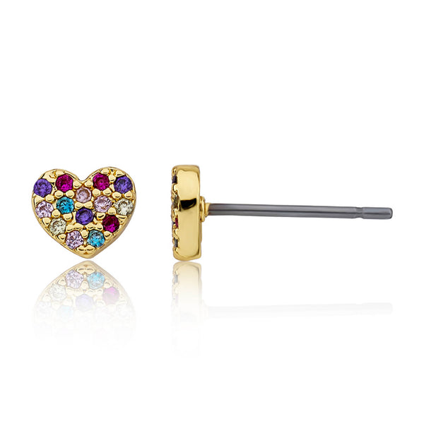 Topaz and Ruby Heart Studs Rainbow