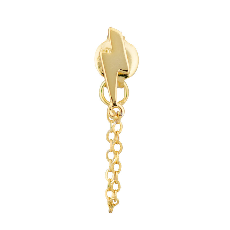 Topaz and Ruby Lightning Bolt Chain Stud Gold Front