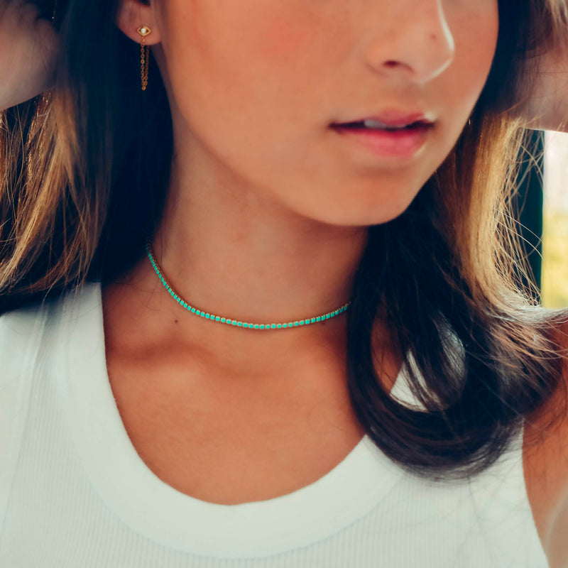 Topaz and Ruby Model Aqua Tennis Choker