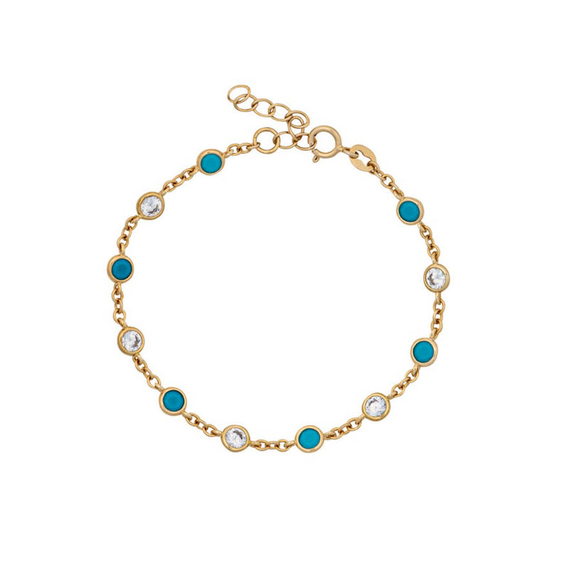 Topaz and Ruby Turquoise by the Yard Bracelet Gold