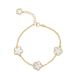Topaz and Ruby White Clover Bracelet Gold