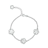 Topaz and Ruby White Clover Bracelet Silver