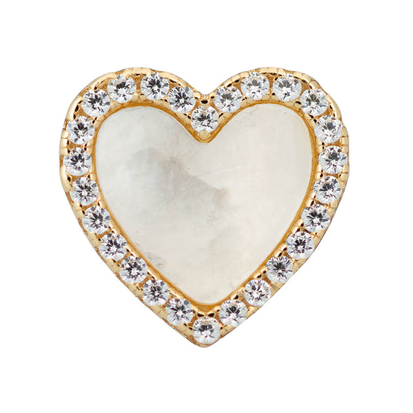 Topaz and Ruby White Heart Stud Gold Front