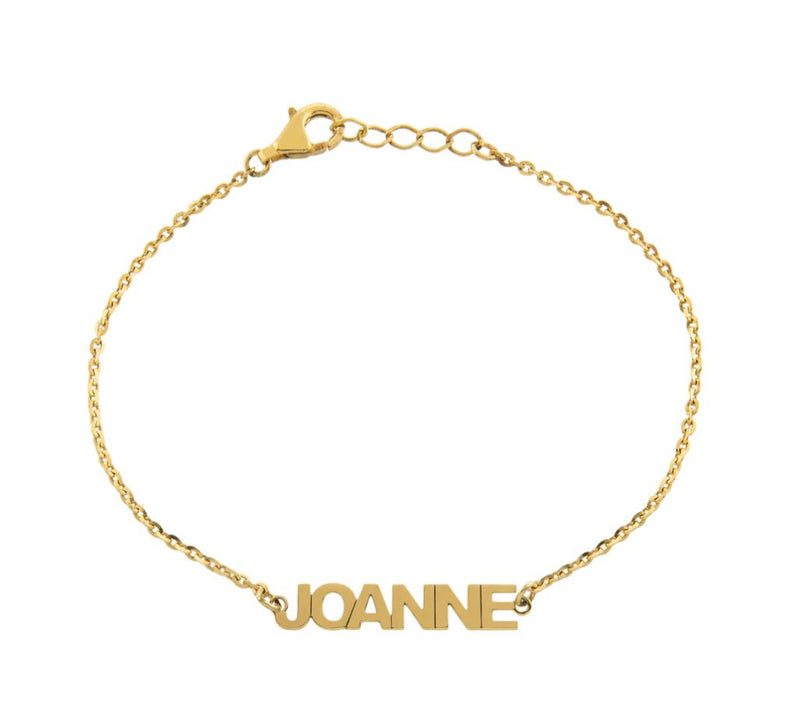 Gold Block Name Bracelet