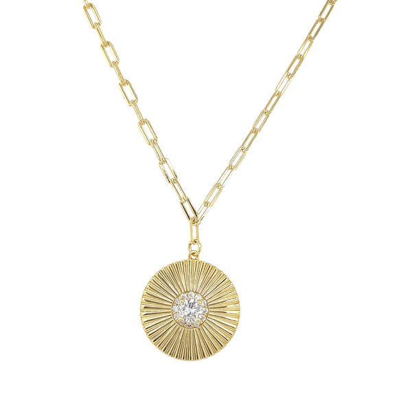 Large Disc Pendant with Solitaire Necklace