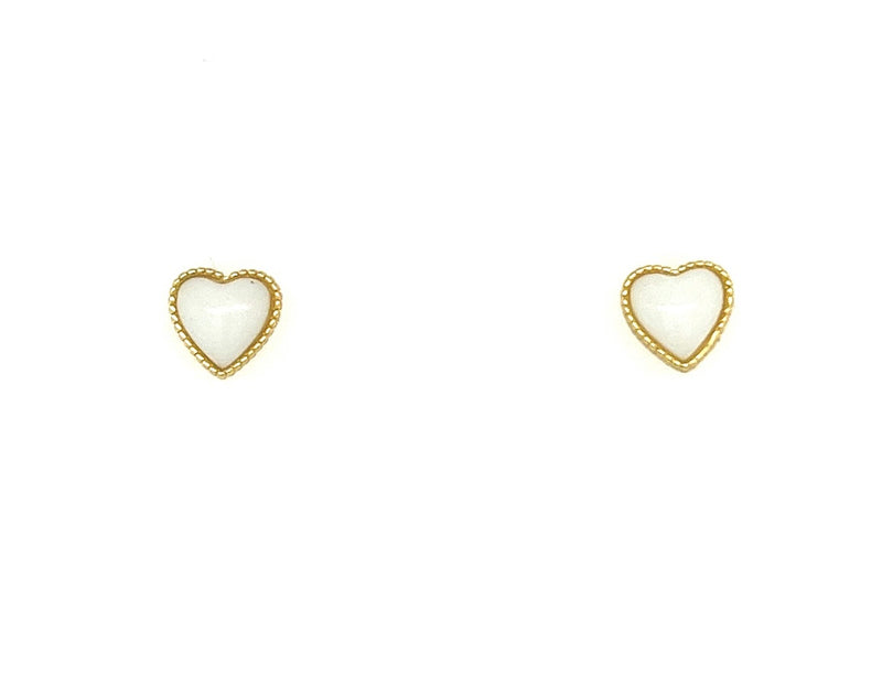 Small White Heart Studs