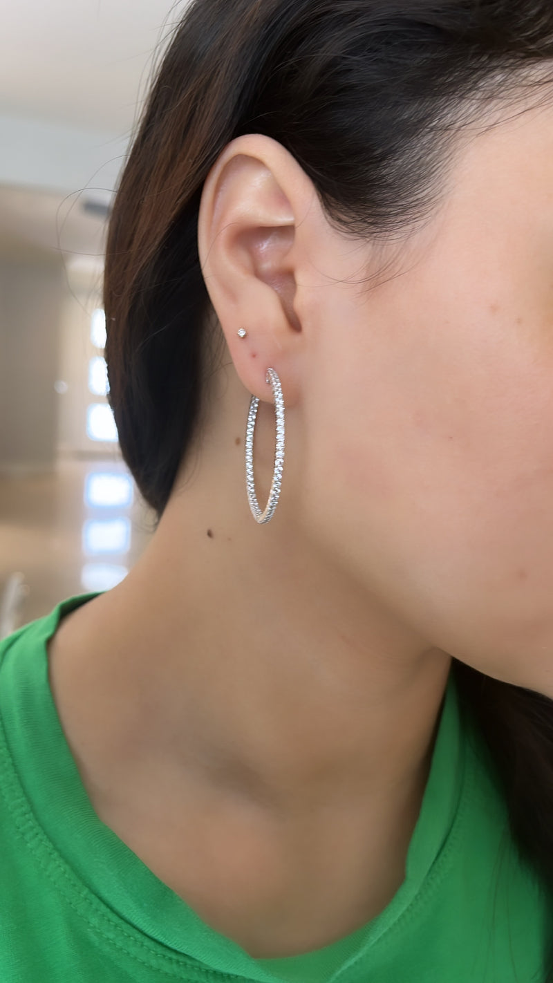 Dainty Pave Thin Hoops