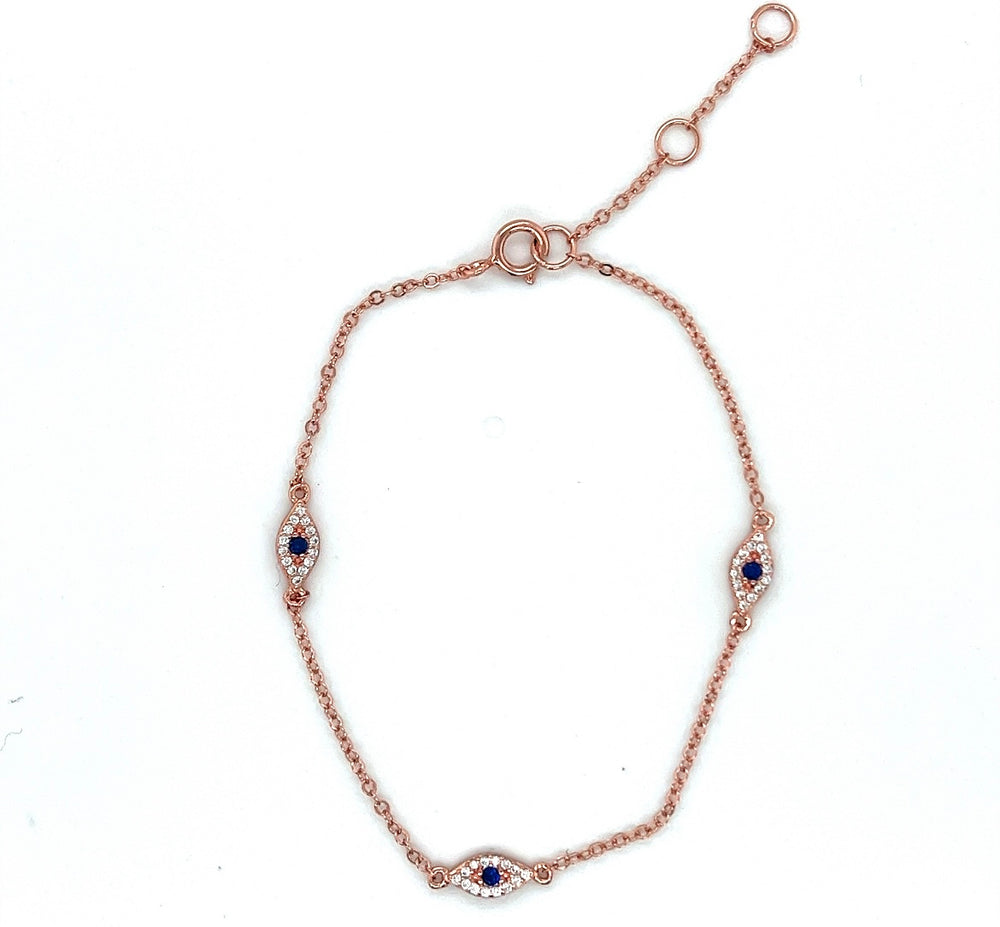 Dainty Evil Eye Bracelet – Topaz & Ruby