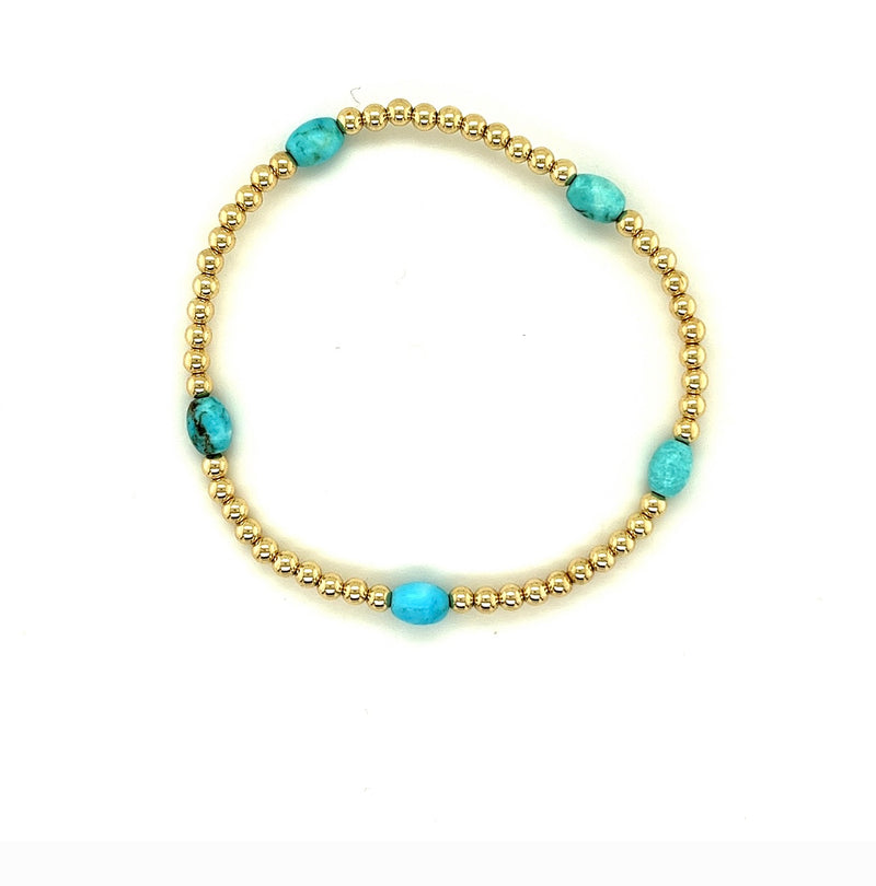 Turquoise Gold Ball Bracelet