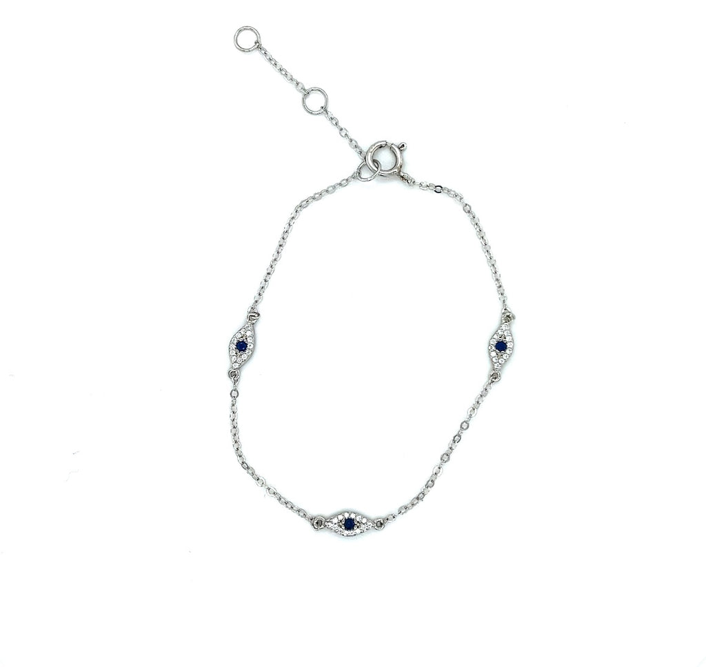 Dainty Evil Eye Bracelet – Topaz & Ruby